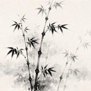 Traditional black ink shanshui landscape course cover